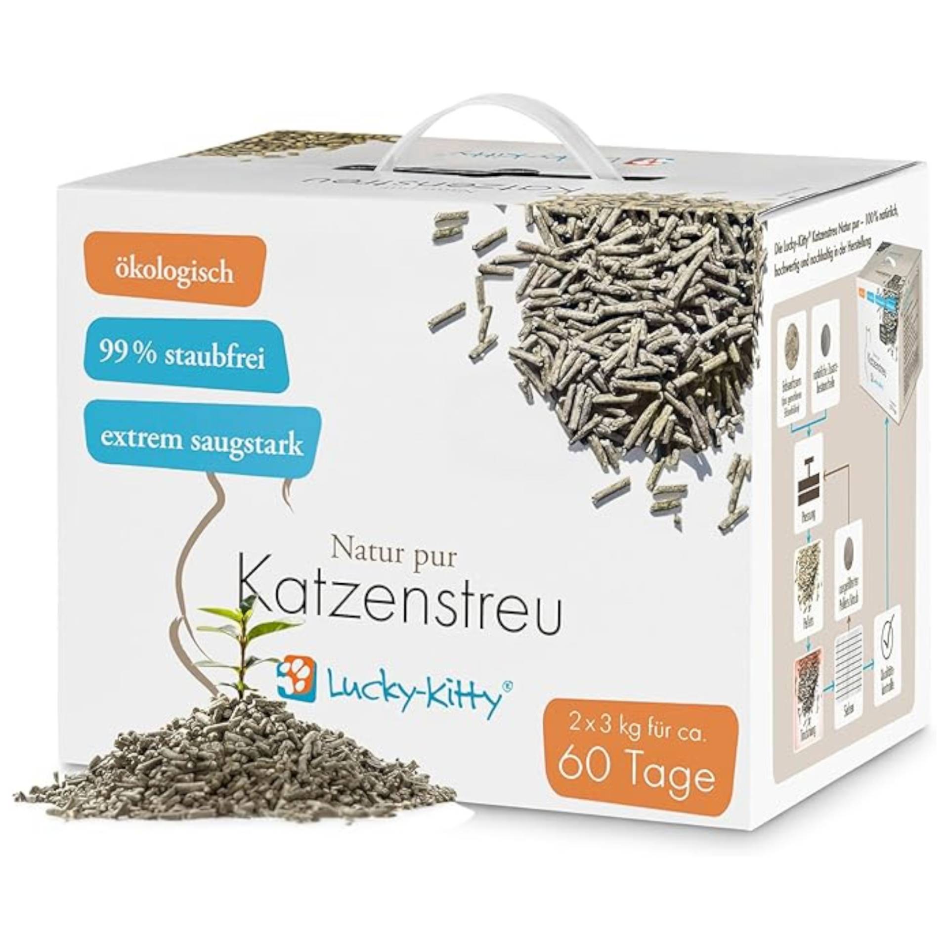 Lucky Kitty Katzenstreu "Natur Pur" - Sensitiv - 2 x 3 kg von lucky kitty