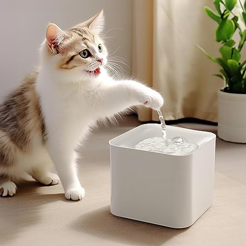 luti Katzenwasserbrunnen, 2,0 l, automatischer Wasserbrunnen für Katzen im Inneren, mit LED-Licht für Katzen, Hunde, mehrere Haustiere, Ersatzfilter enthalten, Weiß von luti