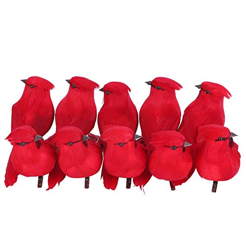 10 Stück roter Schaumstoff, handgefertigt, künstliche Vögel, Terrasse, Rasen, Garten, Außendekoration, Vogelhandwerk, Baum, Zuhause, Außendekoration von lvifloae