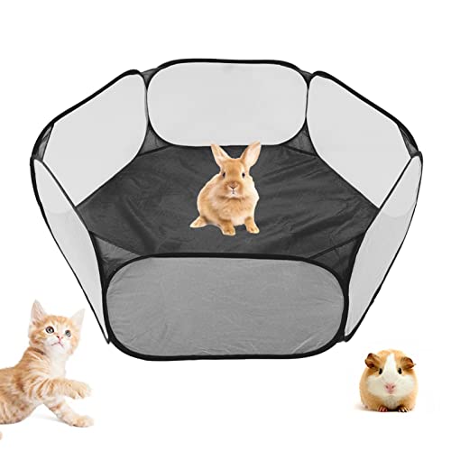 Small Animal Playpen, Multi -Color -Hamster -Playpen -Mesh -Bildschirm tragbarer Pop -Up -Open Interaction Pet Tent für Kaninchen, Meerschweinchen, Hamster, Chinchillas, Kätzchen (Black) von lvifloae