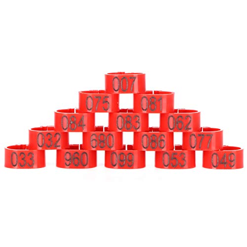 lvifloae 100pcs nummerierte Tauben Identifizieren Sie Ring 001 bis 100 nummerierte Beinbänder lesbare Geflügelbänder Plastikvogelfußringe für Geflügeltauben Identifikation 12mm (10mm rot mit von lvifloae