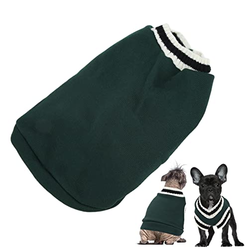 lvifloae Hunde Pullover Campus Style v Hals Haustierpullover Weste Strickpullover Haustier Pullover Welpe Kleidung für kleine Tiere Kaninchen Chinchilla Katze Hunde und Winter (Grün) von lvifloae