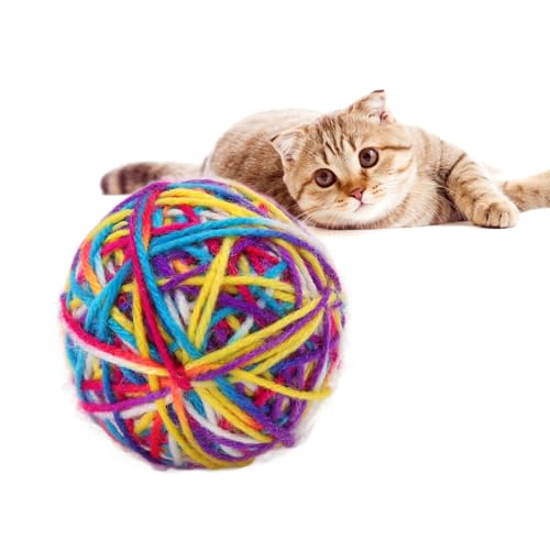 lvifloae Wollgarnkugel Katzenspielzeug farbenfrohe Strickfäden Kätzchen Kugeln für Zähnereinigen und Langeweile Reliefse Safe Kätzchen Kaut Spielzeug für Innenkatzen (S) von lvifloae