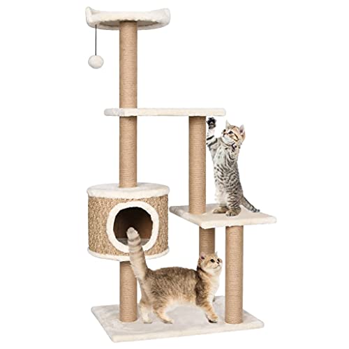 Katzenbaum Katzenkletterturm, Katzenkratzbaum Katzenbaum mit Kratzbaum 123cm Seegras Katze Kletterbaum Haus Katzenkratzmöbel für Kätzchen von lvssiao