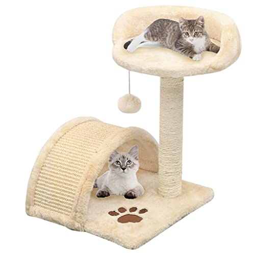 Katzenbaum Katzenkletterturm Katzenkratzbaum Kratzbaum mit Sisal Kratzbaum 40cm Beige und Braun Katzenkletterbaum Haus Katzenkratzmöbel für Kätzchen von lvssiao