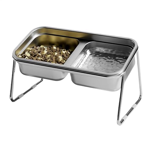 Erhöhtes Katzennapf-Set, doppelter Futternapf, 15° geneigter Futternapf, erhöht, Edelstahl-Konstruktion, 19 x 10 x 10 cm, für kleine, mittelgroße und große Katzen zu Hause oder Tierkliniken Erhöhtes Katzennapf-Set, doppelter Futternapf, 15° geneigter Futternapf, erhöht, Edelstahl-Konstruktion, 19 x 10 x 10 cm, für kleine, mittelgroße und große Katzen zu Hause oder Tierkliniken von lwxij