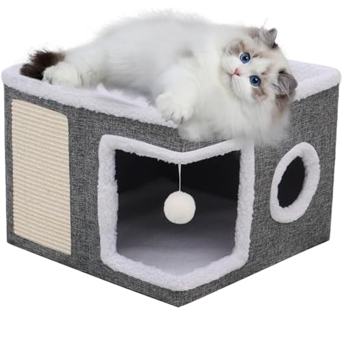 Katzenhaus für den Innenbereich | Halbgeschlossenes überdachtes Bett für Katzen | Isoliertes Höhlennest mit Plüschkissen | Warme Katzenwohnung | Kompaktes Katzenbett für Komfort und Entspannung, perfe Katzenhaus für den Innenbereich | Halbgeschlossenes überdachtes Bett für Katzen | Isoliertes Höhlennest mit Plüschkissen | Warme Katzenwohnung | Kompaktes Katzenbett für Komfort und Entspannung, perfe von lwxij