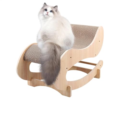 Schaukelndes Katzenbett | Kratzliege für Katzen | Haustierbett aus Wellpappe mit Holzrahmen | Austauschbare Haustierlounge aus Wellpappe | Vielseitiger Kratzstuhl für Katzen, Welpen und Kaninchen für Schaukelndes Katzenbett | Kratzliege für Katzen | Haustierbett aus Wellpappe mit Holzrahmen | Austauschbare Haustierlounge aus Wellpappe | Vielseitiger Kratzstuhl für Katzen, Welpen und Kaninchen für von lwxij