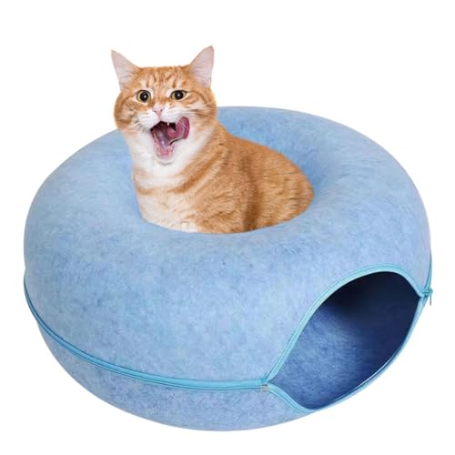 lyanny Donut Katze Tunnel, Katzentunnelbett Abnehmbares, Katzenbett Filz mit Reißverschluss, Katzentunnel Filzrohr für Innenkatzen, 60cm von lyanny