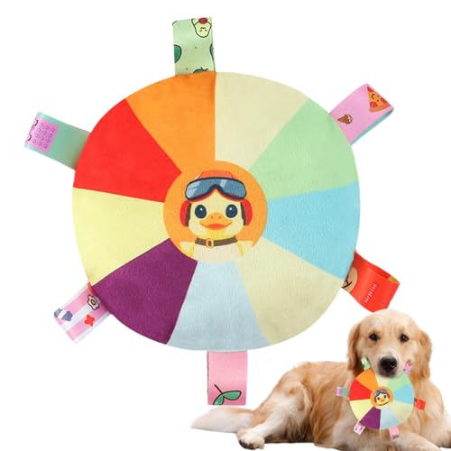 lyanny Plüsch-Hundespielzeug für mittelgroße Hunde, Quietschendes Plüsch-Hundespielzeug,Zahnreinigungsspielzeug für Hunde | Quietschendes Kauspielzeug für Hunde, scheibenförmiges Plüsch-Hundespielzeug von lyanny