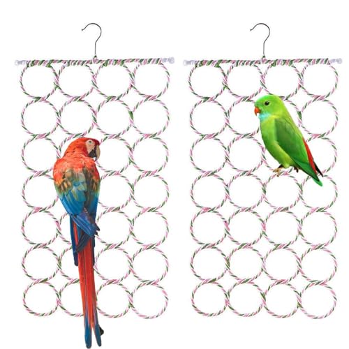 2 Stück buntes Vogelseil-Kletternetz, Papageienspielzeug, Kletterspielzeug, Vogelseil, Sitzstange, Schaukel, für kleine und mittelgroße Haustiere, geeignet für Sittiche, Nymphensittiche, Mäuse, Vögel 2 Stück buntes Vogelseil-Kletternetz, Papageienspielzeug, Kletterspielzeug, Vogelseil, Sitzstange, Schaukel, für kleine und mittelgroße Haustiere, geeignet für Sittiche, Nymphensittiche, Mäuse, Vögel von lygchii