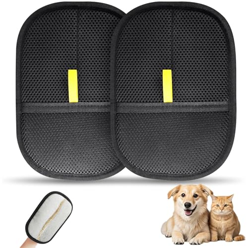 Fellmagnet,wiederverwendbar,Fell Magnet Handschuh,Fellmagnet,Katzen/Hunde Handschuhe,Pet Grooming Gloves, Statische Haarentfernungshandschuhe Für Haustier Glattes und Gesundes Fell (Schwarz,2 Stück) von lylqmy