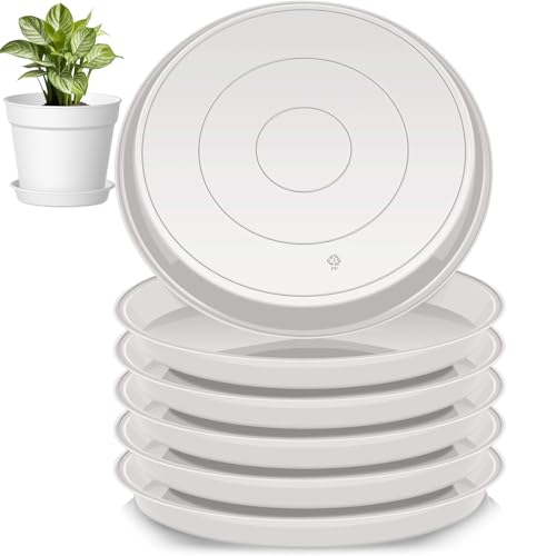 lylqmy 10 Stück Blumentopf Untersetzer,Untersetzer für Blumentöpfe,Rund Pflanzentopf Untertasse,Kunststoff Blumenuntersetzer für Innen- und Außenpflanzen - 39cm/Schwarz (Weiß, 15.3inch) von lylqmy