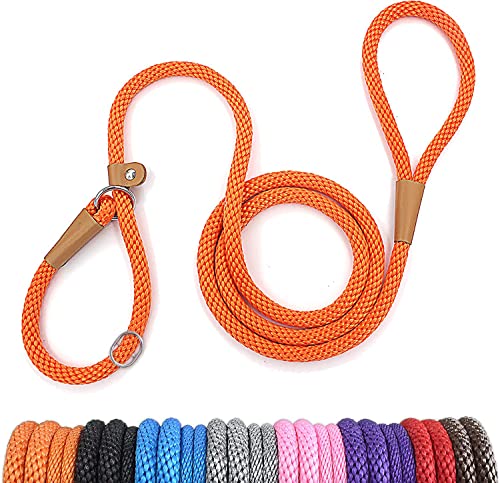 lynxking Schleppleine für Hunde Hundeleine Retrieverleine Führleine Zugleine für kleine mittelgroße große Hunde (Orange, Zugstopp-1.3cm x 150cm) von lynxking