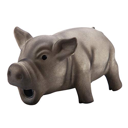 lyrlody Quietschendes Schwein-Spielzeug aus Latex, Zahnreinigung, Interaktives Quietschendes Spielzeug, Niedliches Interaktives Schwein, Hundespielzeug, Kau-Quietsch-Spielzeug, 16 × 8 × 8 cm(Schwarz) von lyrlody