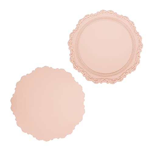 lyrlody Silikon-Placemat-Tischmatte Pot Matte 34x34 cm Rund Nicht Rutschfeindliche Lebensmittelqualität für Küchen Essen Haus mit Mehrzweckverbrauch Einfach zu Reinigen (PINK) von lyrlody
