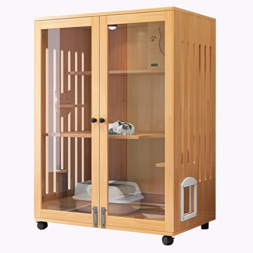 Katzengehege, Großes Katzenhaus aus Holz, Luxuriöse Katzenwohnung mit Rädern, Haustierhausmöbel für Outdoor-/Indoor-Katzenaktivitäten, Multifunktionale Katzenkäfigvilla (Size : 90x120cm/35x47in) Katzengehege, Großes Katzenhaus aus Holz, Luxuriöse Katzenwohnung mit Rädern, Haustierhausmöbel für Outdoor-/Indoor-Katzenaktivitäten, Multifunktionale Katzenkäfigvilla (Size : 90x120cm/35x47in) von lyxamjrzyp