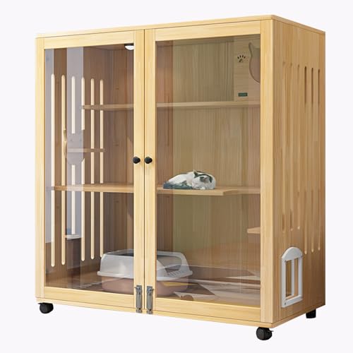 Katzengehege, Großes Katzenhaus aus Holz, Luxuriöse Katzenwohnung mit Rädern, Haustierhausmöbel für Outdoor-/Indoor-Katzenaktivitäten, Multifunktionale Katzenkäfigvilla (Size : 120x120cm/47x47in) Katzengehege, Großes Katzenhaus aus Holz, Luxuriöse Katzenwohnung mit Rädern, Haustierhausmöbel für Outdoor-/Indoor-Katzenaktivitäten, Multifunktionale Katzenkäfigvilla (Size : 120x120cm/47x47in) von lyxamjrzyp