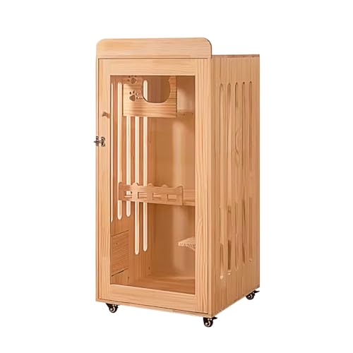 Katzengehege Outdoor, Katzenhaus aus Holz, Große Katzenwohnung für Innen- und Außenkatzen, Katzenvilla mit Mehreren Funktionen (Size : 60x120cm/23x47in) von lyxamjrzyp