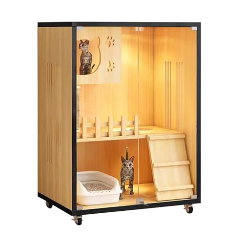 Katzenkäfig, Katzengehege, Katzenvilla aus Holz mit Kratzbaum, mit Rädern, Multifunktionale Katzenwohnung, Katzenvilla für Draußen/Innen, für Katzen und Kleintiere, Einfach zu Montieren (Color : A) Katzenkäfig, Katzengehege, Katzenvilla aus Holz mit Kratzbaum, mit Rädern, Multifunktionale Katzenwohnung, Katzenvilla für Draußen/Innen, für Katzen und Kleintiere, Einfach zu Montieren (Color : A) von lyxamjrzyp