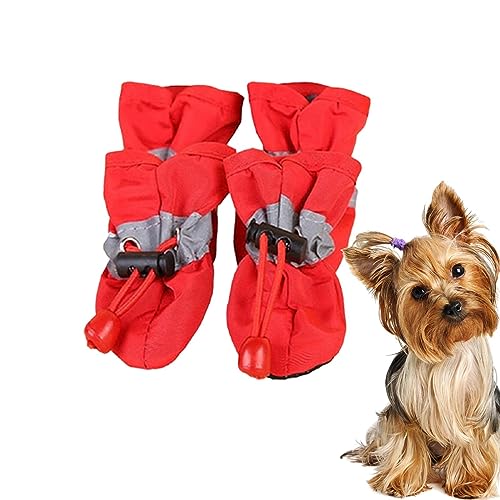 macto Hundestiefel,4 Stück Hunde-Regenstiefel, Hundeschuhe - Atmungsaktive, wasserdichte, weiche, rutschfeste Haustierschuhe für kleine und mittelgroße Hunde von macto