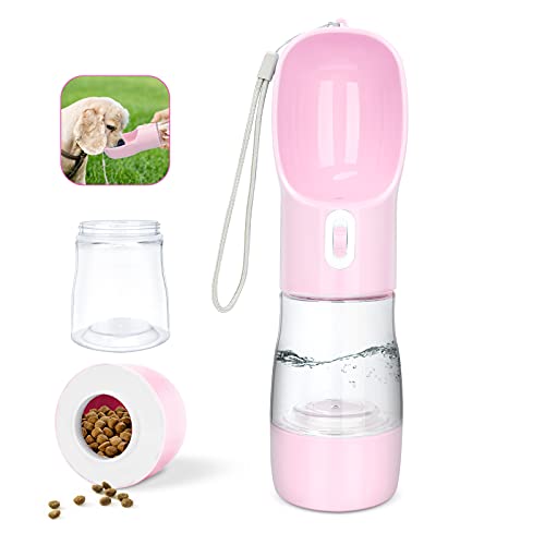 madeking Tragbare Wasserflasche für Hunde, auslaufsicher, für Hunde und Lebensmittel, leicht, für Reisen und Spaziergänge, Rosa von madeking