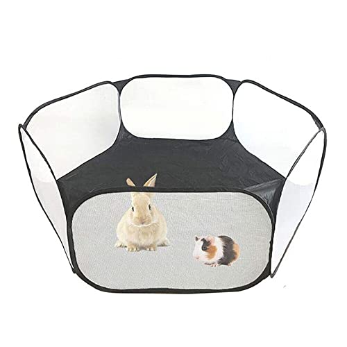 madeokoltd Kleintiere Laufstall, faltbar, tragbar, sechseckig, schwarz - geeignet für Meerschweinchen, Kaninchen, Hamster, Frettchen usw. von madeokoltd