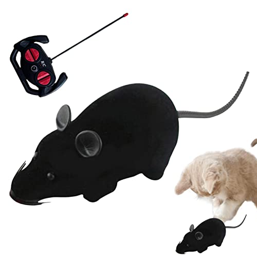 madri Fernbedienung Fake , Realistische Maus Katzenspielzeug, Mäuse RC Spielzeug Katze Mäuse Tier Interaktive Spielzeugfiguren Katze Laufrad Kabellose Jagd Streich Witz Gruselig Trick für von madri