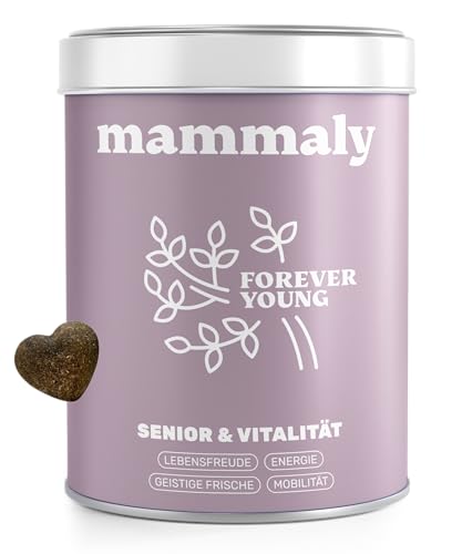 6-in-1 Vital-Komplex für Senior Hunde - Forever Young 60 Snacks (175g) von mammaly - Mit Ginko, Kurkuma, Bierhefe, Kollagen, L-Carnitin & Mikroalgen für den Alten Hund von mammaly