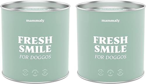 mammaly Fresh Smile Hunde Zahnpflege Snack, Zahnpflege Hund, gegen Hund Mundgeruch, Fressnapf Innovation Award - 650g (2 x Dose) von mammaly