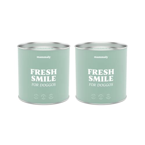 mammaly Fresh Smile Snacks gegen Mundgeruch 2X Sparpaket (650g) Zahnpflege Hundeleckerlis mit Pfefferminz, Petersilie & Probiotika (leckere Zahnreinigung) Belohnung & frischer Atem von mammaly