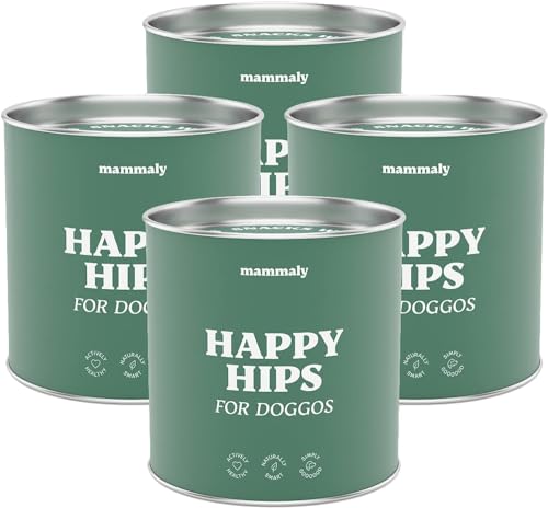 mammaly 4X Super-Sparpaket Grünlippmuschel Hunde Gelenktabletten Happy HIPS - Leckerli mit Probiotika (unterstützt Arthrose-, Gelenk- & Knochenschutz) Kapseln MSM & Vitamie als leckere Snacks von mammaly
