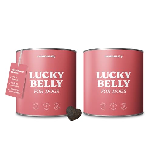 mammaly Lucky Belly für Hunde Verdauungssnacks mit Probiotika Hund, Heilmoor für Hunde, Besser als Heilerde, Hund Darmflora aufbauen, Flohsamenschalen Hund, Probiotic 650g (2 x Dose) von mammaly