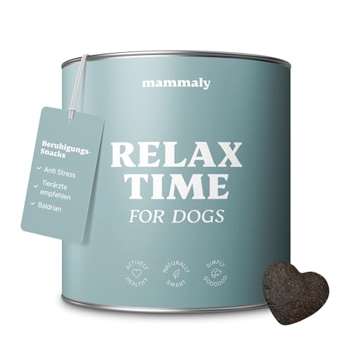 mammaly Relax Time Beruhigungsmittel, Anti Stress Snack für Hunde mit Baldrian, Kamille & Probiotika unterstützt bei Stresssituationen, Angst, Nervosität, Seelenruhe 325g (1 x Dose) von mammaly