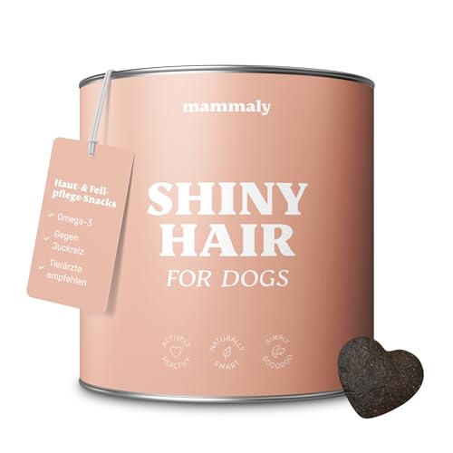 mammaly® Shiny Hair Fellpflege Hund, Snack gegen Juckreiz Hund, Fellpflege Ergänzungsfuttermittel, Omega3, Biotin Hund & Seealge gegen Haarausfall Hund, schöneres Hundefell, 325g (1 x Dose) von mammaly