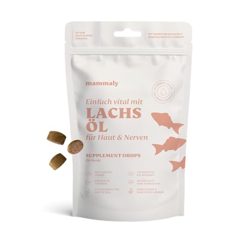 mammaly Lachsöl-Drops 110g Fellpflege Leckerlis Hund mit Präbiotika – Snacks gegen Haarausfall & Juckreiz Hunde für glänzendes Fell mammaly Lachsöl-Drops 110g Fellpflege Leckerlis Hund mit Präbiotika – Snacks gegen Haarausfall & Juckreiz Hunde für glänzendes Fell von mammaly