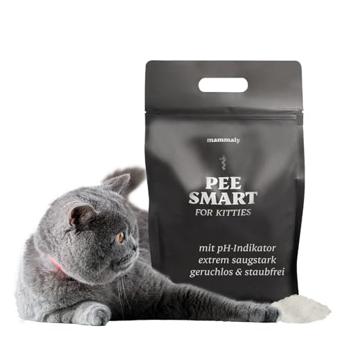 mammaly - Pee Smart Katzenstreu geruchsneutralisierend - Duft & Deo frei, Silikat Katzenstreu, fein, Katzenstreu Nicht klumpend, Reichweite: 1 Monat von mammaly