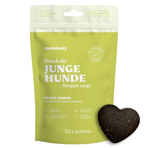 mammaly Puppy Power Welpen Snacks Test-Set (110g) Leckerlis für Junge Hunde - Mit Präbiotika, Grünlippmuschel und Vitamin E - Gesundes Wachstum und Nervenfunktionen - Unterstützt Training von mammaly