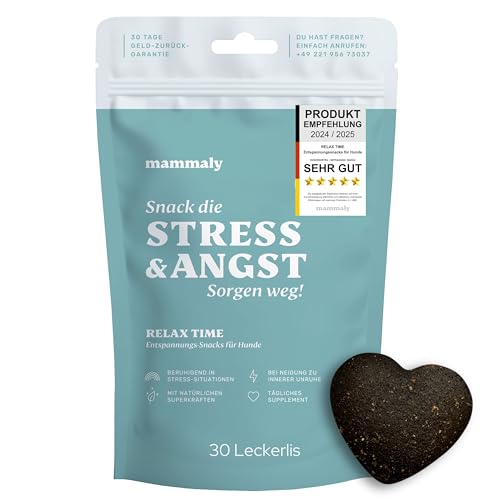 mammaly Beruhigungsmittel für Hunde Relax Time Test-Set – Seelenruhe für Anti-Stress Momente wie Autofahrt, Silvester – Leckere Hundesnacks mit Baldrian & Probiotika zur Entspannung & Beruhigung von mammaly