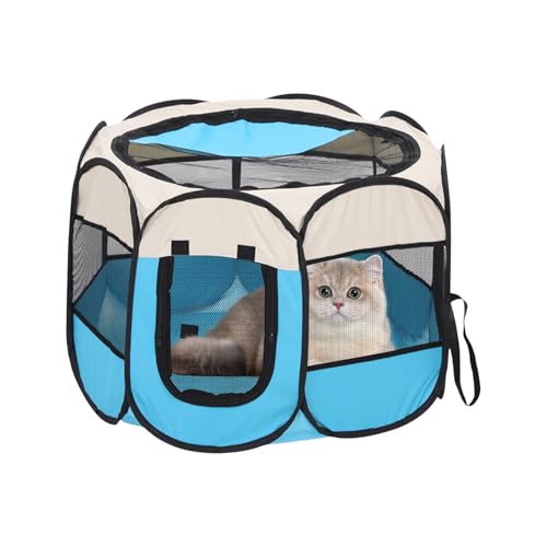 manhegari Katzenzelt | Mesh Halbgeschlossenes Gehege Für Hauskatzen | Atmungsaktiver Käfig Für Welpen Frettchen Igel Meerschweinchen Hamster Küken Entenküken Kätzchen Innen Außen Terrasse Balkon von manhegari