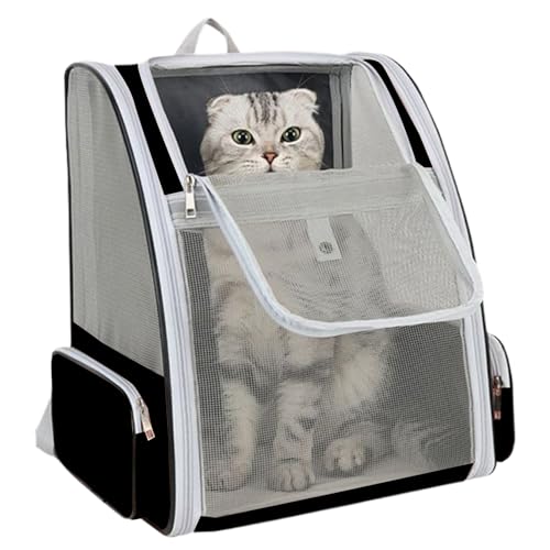 manhegari Rucksack für Katzen, Rucksackkatzenträger - Haustier-Rucksack mit großem Kaliber,Tragbare Haustierversorgungen mit Nicht rutscher Bodenplatte für kleine mittlere Tiere von manhegari
