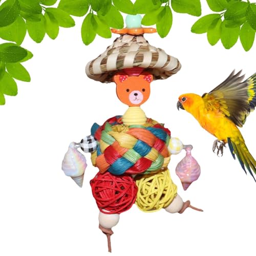manhegari Vogelspielzeug für Papageien – natürliches Vogel-Kauspielzeug mit Strohhut, Mann-Design, buntes interaktives Sittichkäfig-Zubehör für kleine und mittelgroße Wellensittiche manhegari Vogelspielzeug für Papageien – natürliches Vogel-Kauspielzeug mit Strohhut, Mann-Design, buntes interaktives Sittichkäfig-Zubehör für kleine und mittelgroße Wellensittiche von manhegari