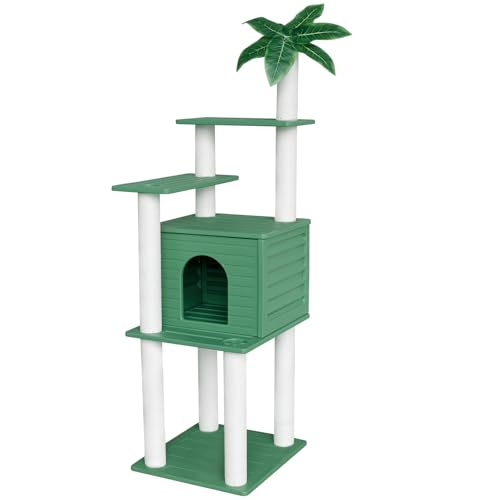 MAOHEGOU 183.9 cm Hoch Katzenbaum Outdoor Katzenhaus Wetterfest Groß Katzenhaus mit Katzenkratzbaum für Outdoor und Indoor Katzentürme von maohegou