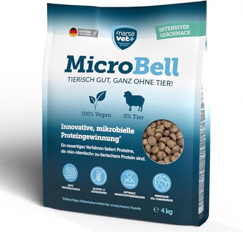 Marsavet Hypoallergenes Trockenfutter MicroBell – 4 kg. Veganes Monoprotein-Hundefutter mit mikrobiellen Proteinen, geeignet für Allergiker und empfindliche Hunde. Vegan, Gluten- und getreidefrei von marsavet+