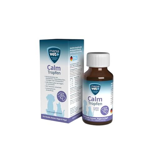 marsavet+ Calm - Beruhigungstropfen mit Katzenminze für Hunde, Katzen, Nager und Vögel - Unterstützung bei Stress, Silvesterangst, Autofahrten und Tierarztbesuchen - 100 ml von marsavet+