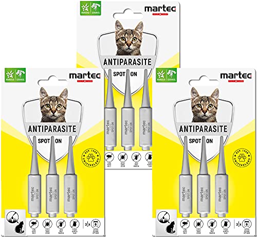 martec PET Care Spot on für Katzen 9x1ml SPARSET | 13,5 Monate Schutz vor Milben, Flöhe, Zecken | Auf Pflanzlicher Basis | ab 4 Monaten | Zeckenabwehr | Schutz vor Milben | Flohmittel für Katzen von martec PET CARE