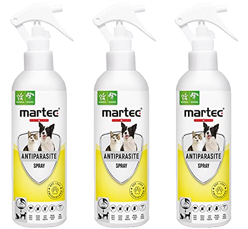 martec PET CARE Anti-Parasitenspray für Katzen und Hunde - Insektenspray für die direkte Anwendung am Tier - gegen Zecken, Milben & Flöhe - Auf pflanzlicher Basis - 3x250ml von martec PET CARE