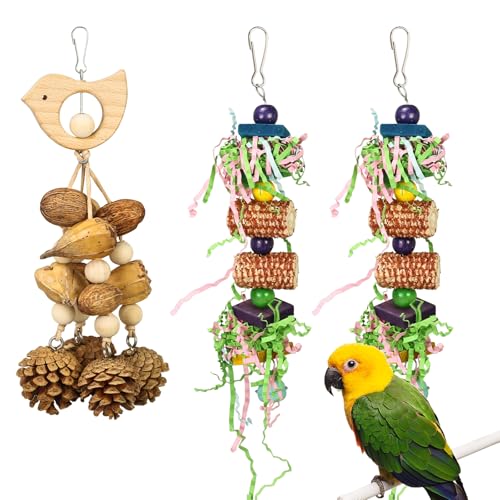 Vogelspielzeug für Papageien, natürliches Vogelkäfig-Zubehör, geeignet für Sittiche, Nymphensittiche, Sittiche, Sittiche, Sittiche, Lovebirds und kleine bis mittelgroße Vögel, 3 Stück Vogelspielzeug für Papageien, natürliches Vogelkäfig-Zubehör, geeignet für Sittiche, Nymphensittiche, Sittiche, Sittiche, Sittiche, Lovebirds und kleine bis mittelgroße Vögel, 3 Stück von matafat