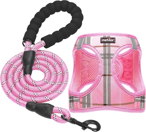matilor Hundegeschirr, atmungsaktiv, für Welpen, Katzen, Hunde, für kleine und mittelgroße Hunde, rosa kariert matilor Hundegeschirr, atmungsaktiv, für Welpen, Katzen, Hunde, für kleine und mittelgroße Hunde, rosa kariert von matilor