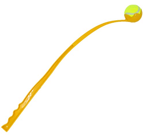 Ballwerfer mit Ball - Hundespielzeug - 70 cm - Ballschleuder Ball Launcher Gelb von matrasa